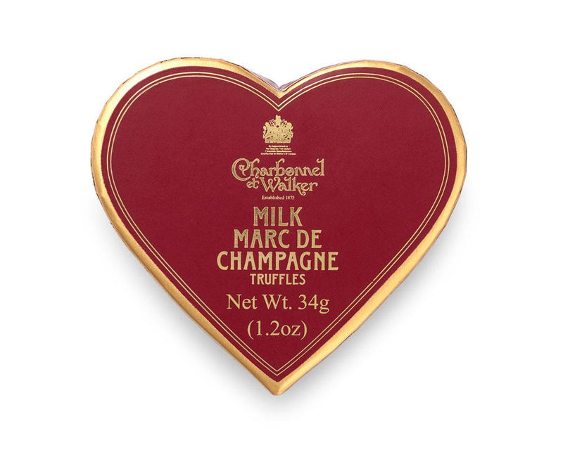 Milk Marc De Champagne Chocolate Truffles - Red Mini Heart